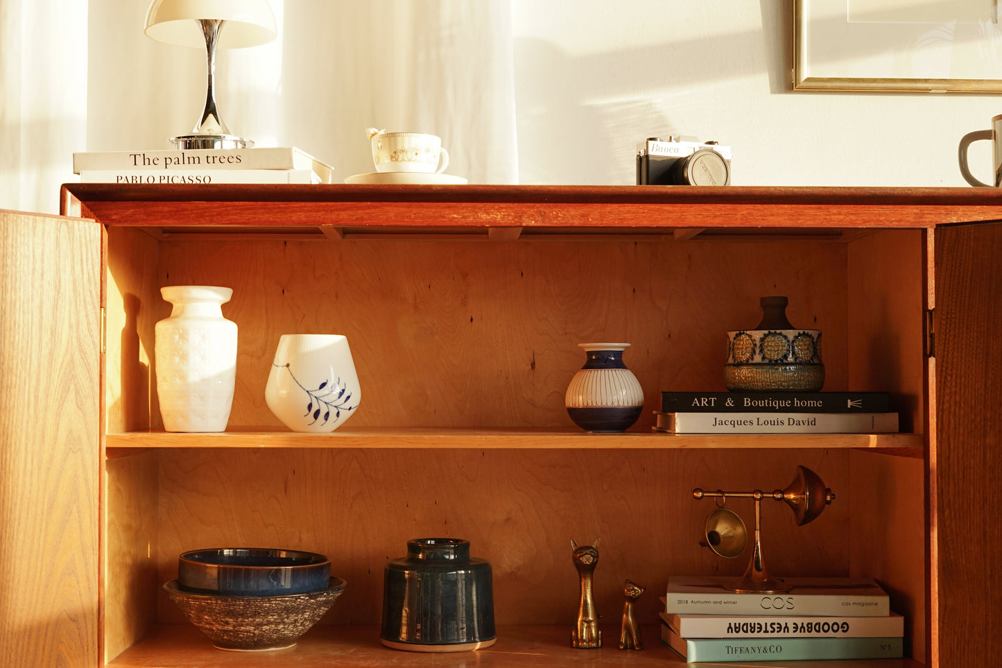 丹麥 柚木 三門 高腳 收納櫃 餐邊櫃