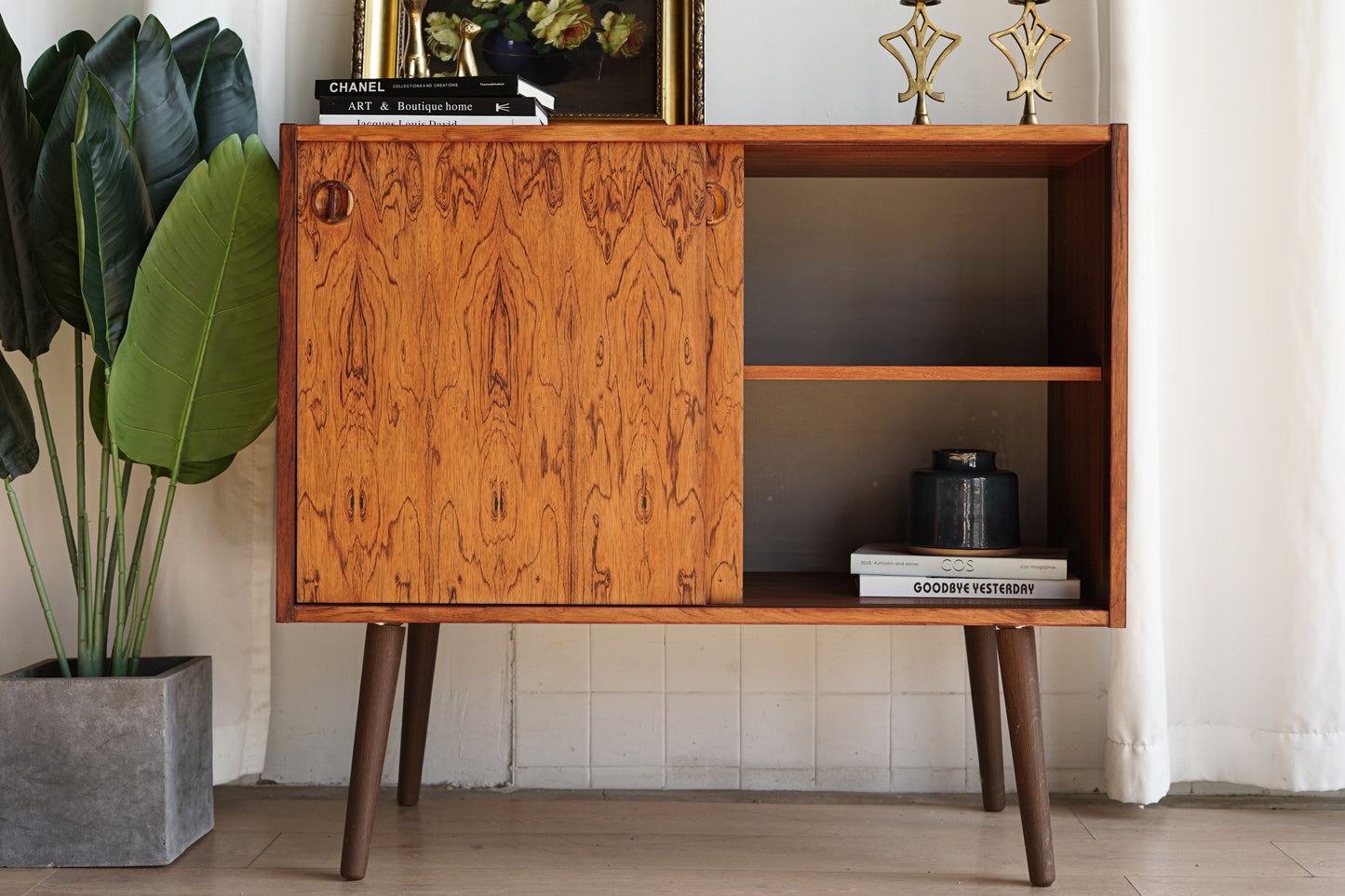 丹麥 玫瑰木 古典 雙滑門 矮櫃