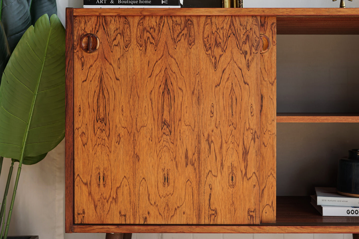 丹麥 玫瑰木 古典 雙滑門 矮櫃