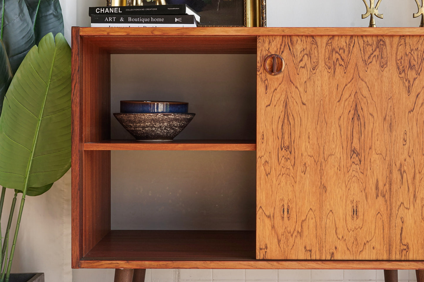 丹麥 玫瑰木 古典 雙滑門 矮櫃