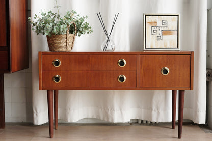 丹麥 柚木 黃銅圓環 把手 三抽 小邊櫃 玄關櫃 OLDANMARK