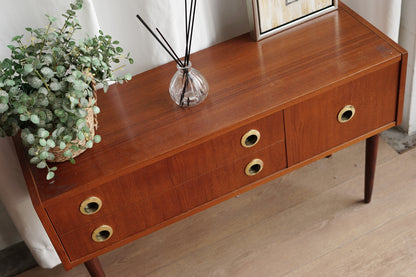 丹麥 柚木 黃銅圓環 把手 三抽 小邊櫃 玄關櫃 OLDANMARK