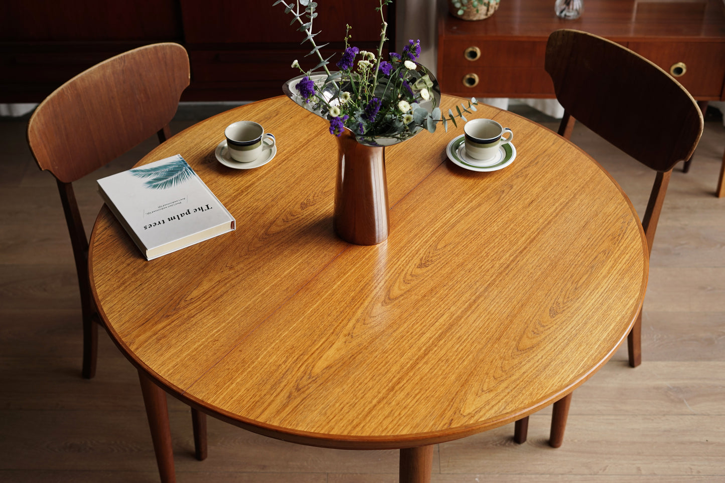 丹麥 柚木 圓形 雙板延伸 餐桌 OLDANMARK