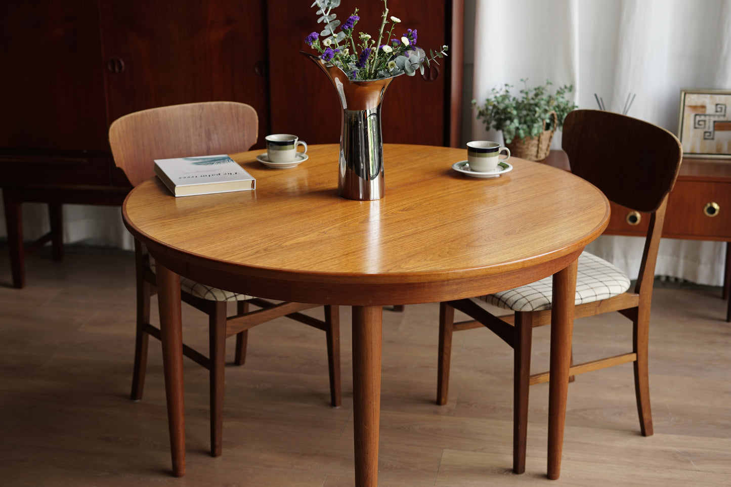丹麥 柚木 圓形 雙板延伸 餐桌 OLDANMARK