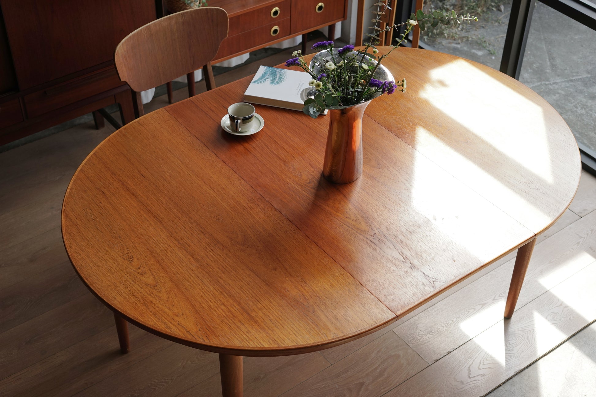 丹麥 柚木 圓形 雙板延伸 餐桌 OLDANMARK