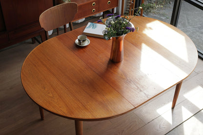 丹麥 柚木 圓形 雙板延伸 餐桌 OLDANMARK