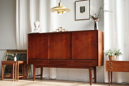 丹麥 柚木 圓形把手 三滑門 高櫃 OLDANMARK