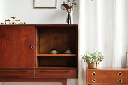 丹麥 柚木 圓形把手 三滑門 高櫃 OLDANMARK