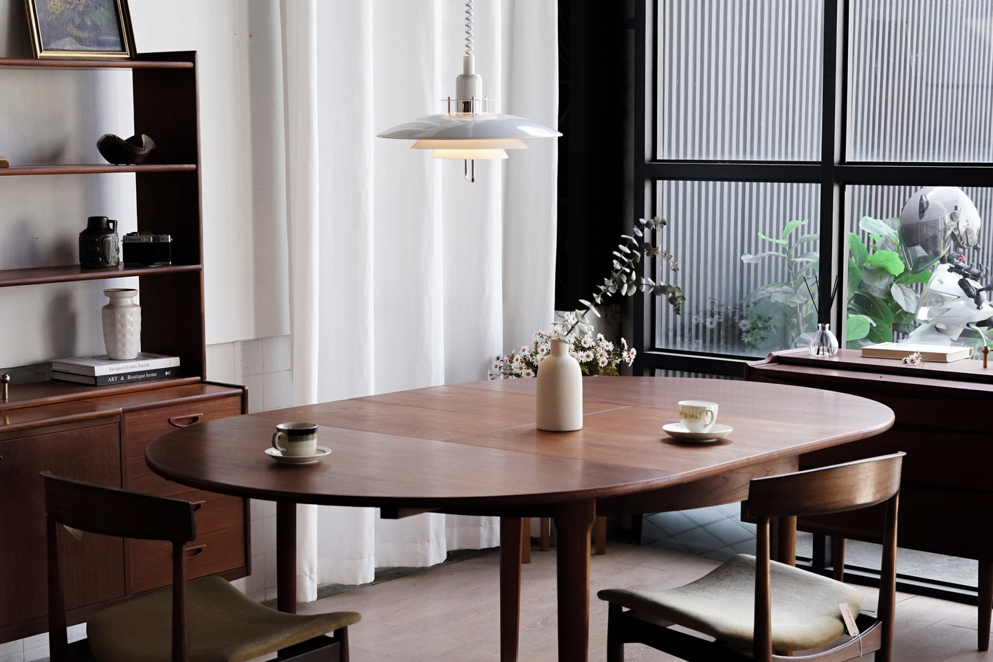 丹麥 經典 柚木 圓形 蝴蝶 延伸 餐桌 OLDANMARK