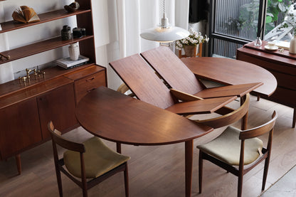 丹麥 經典 柚木 圓形 蝴蝶 延伸 餐桌 OLDANMARK