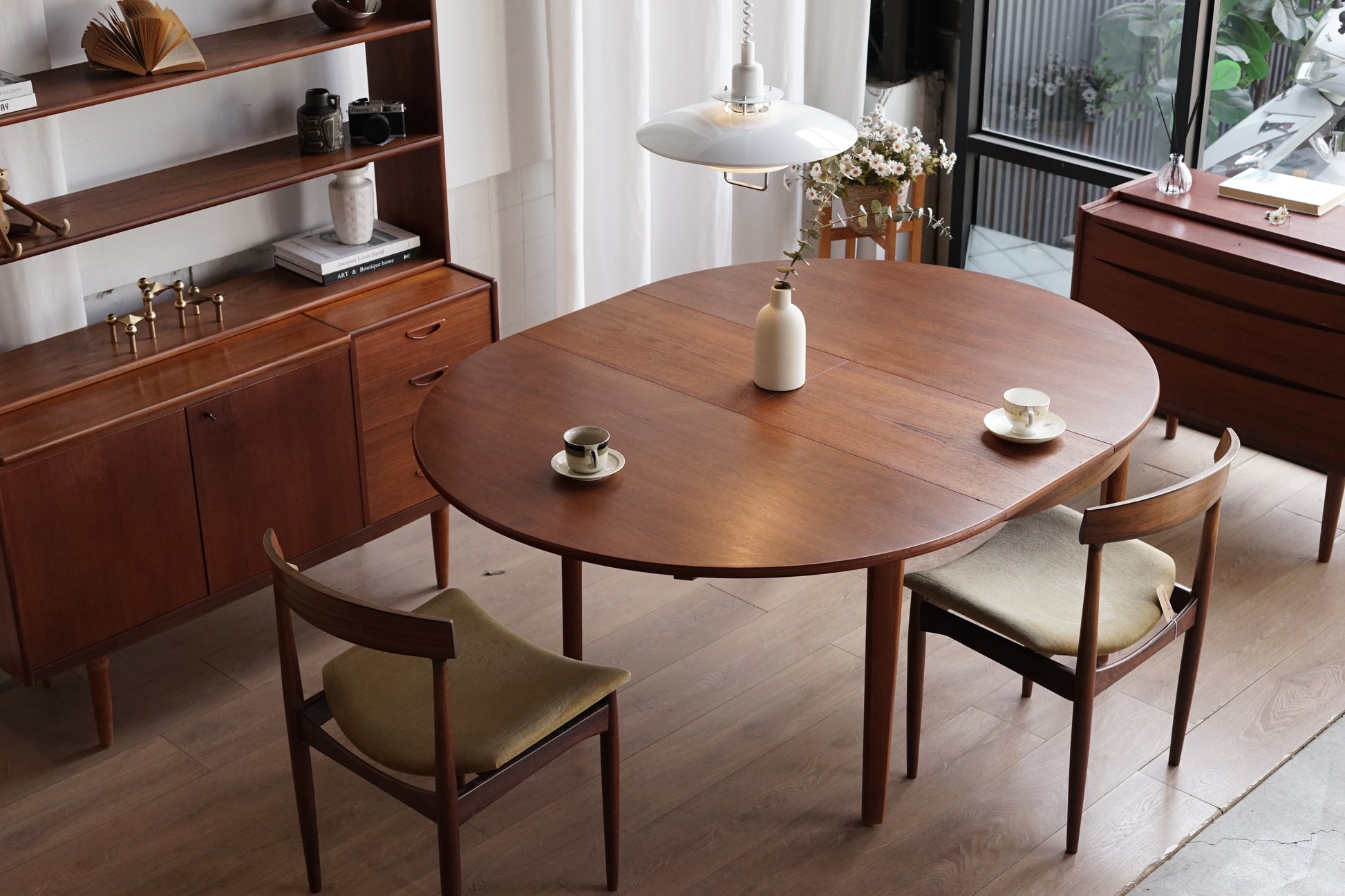 丹麥 經典 柚木 圓形 蝴蝶 延伸 餐桌 OLDANMARK