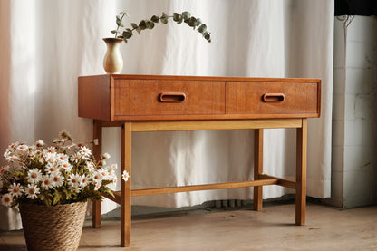 丹麥 柚木 雙抽 矮玄關桌 小邊几 OLDANMARK
