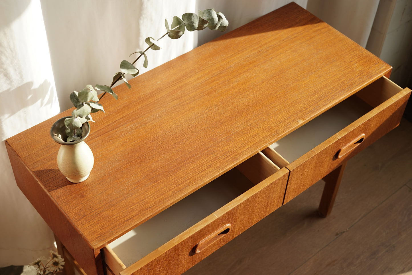 丹麥 柚木 雙抽 矮玄關桌 小邊几 OLDANMARK
