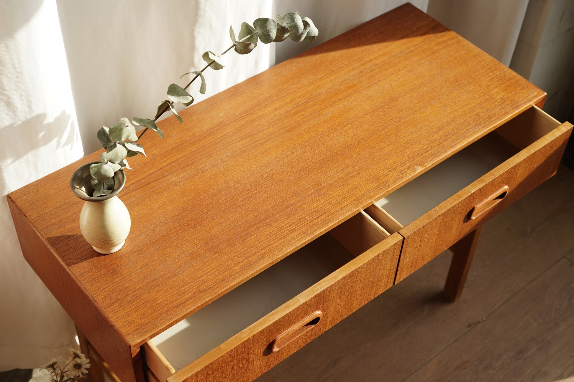 丹麥 柚木 雙抽 矮玄關桌 小邊几 OLDANMARK