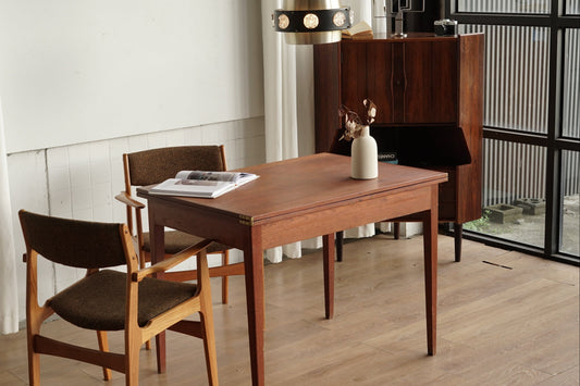 丹麥 柚木 旋轉 延伸桌