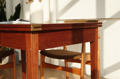 丹麥 柚木 旋轉 延伸桌