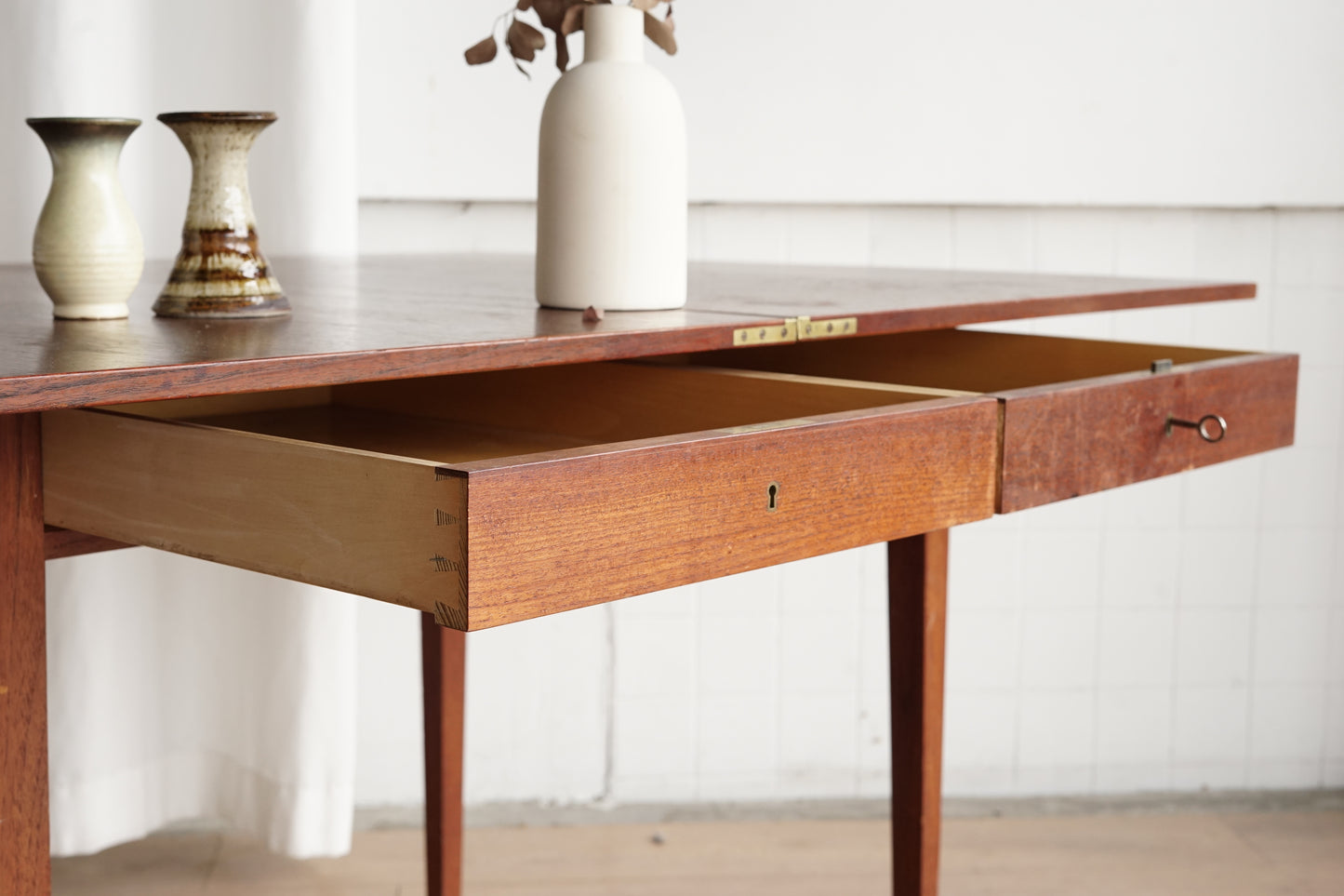 丹麥 柚木 旋轉 延伸桌