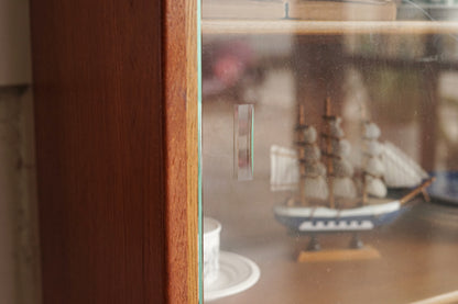 丹麥 柚木 玻璃 滑門 高腳 展示櫃