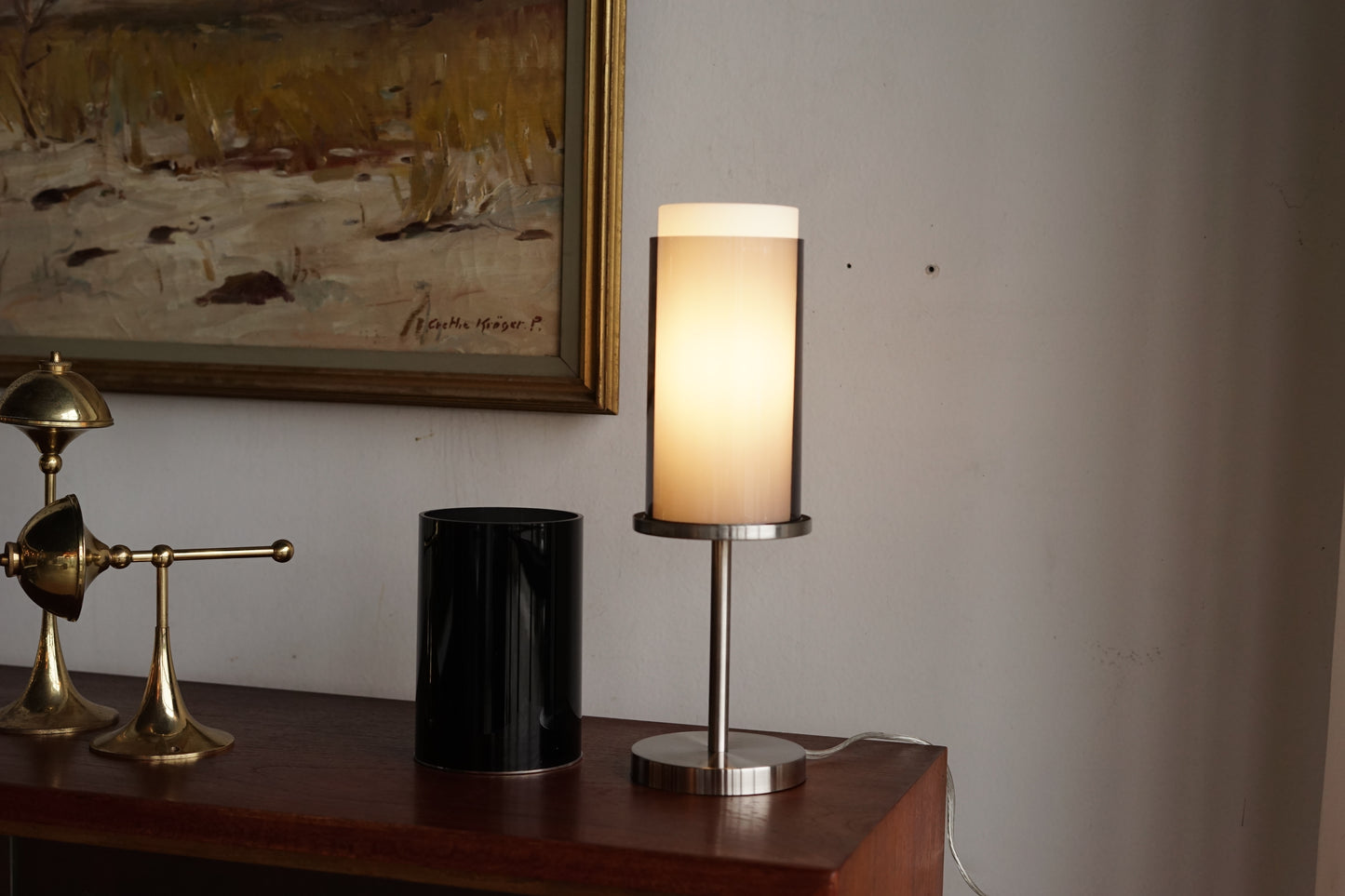 丹麥 Penlau Lamper 雙層圓筒 咖啡色 桌燈