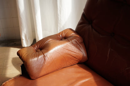 Arne Norell 旋轉 低背 淺棕 真皮 休閒椅