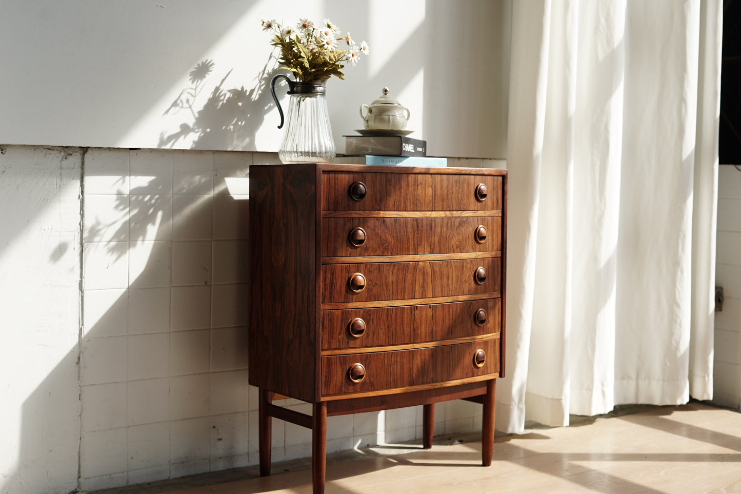 丹麥 玫瑰木 小型 五層 抽屜櫃