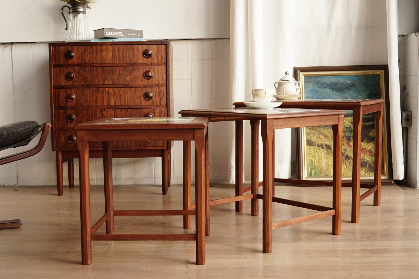 丹麥 皇家瓷磚 三連桌