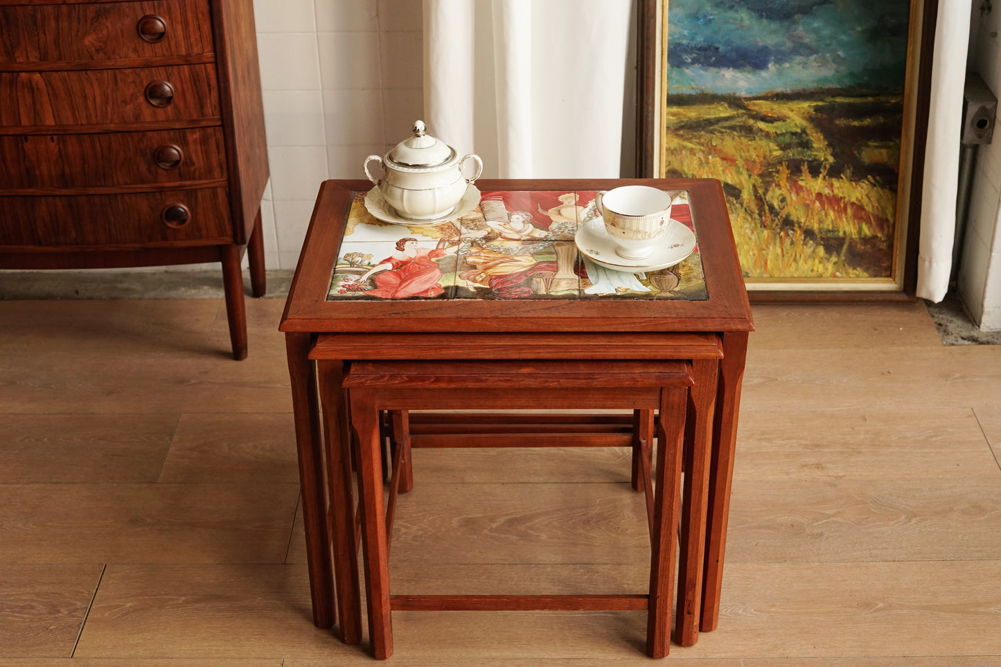 丹麥 皇家瓷磚 三連桌