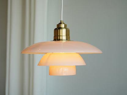 Louis Poulsen PH 3½-3 Pale Rose Brass 淡粉 玫瑰色 玻璃 黃銅 吊燈 OLDANMARK