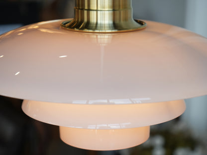 Louis Poulsen PH 3½-3 Pale Rose Brass 淡粉 玫瑰色 玻璃 黃銅 吊燈 OLDANMARK