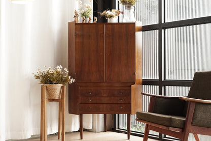 丹麥 桃花心木 高腳 展示收納櫃