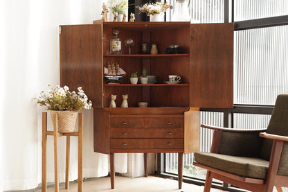 丹麥 桃花心木 高腳 展示收納櫃