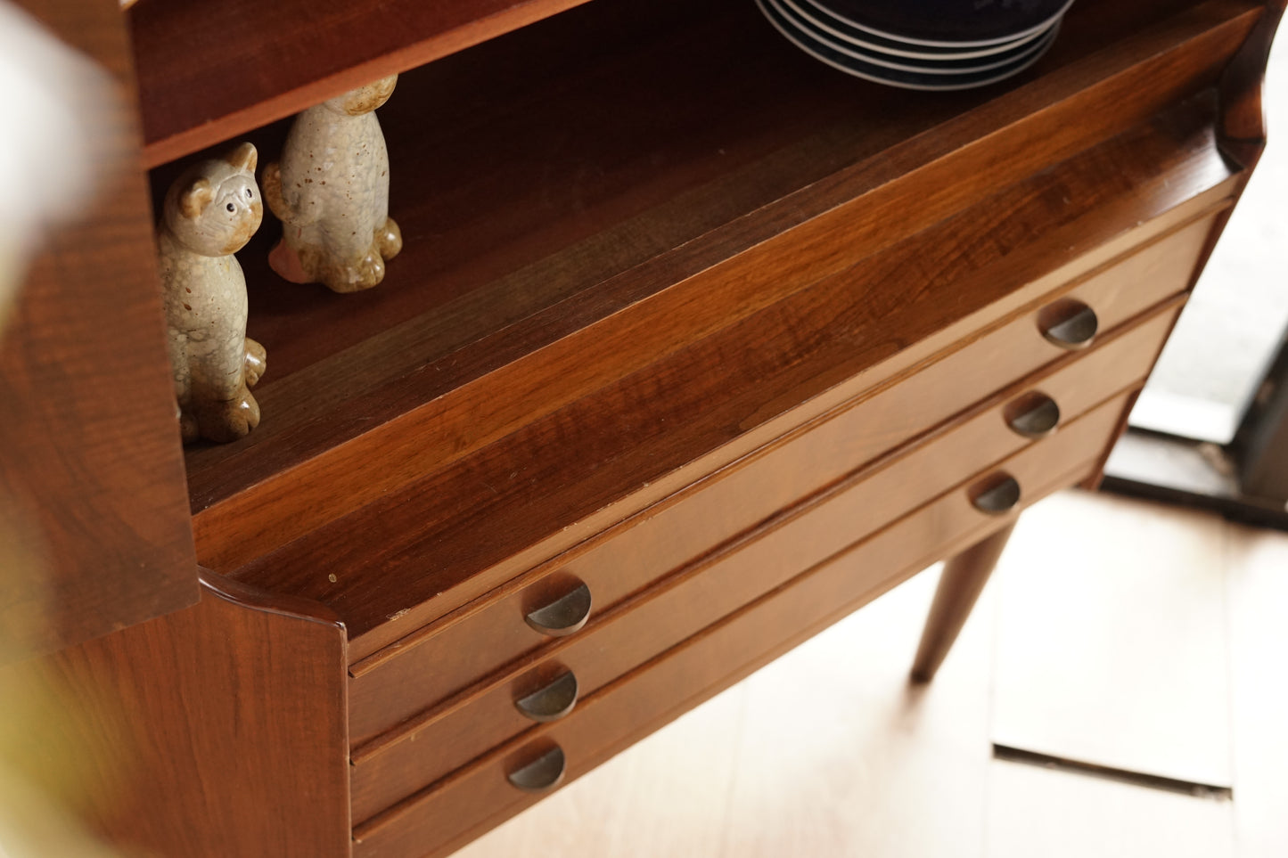 丹麥 桃花心木 高腳 展示收納櫃