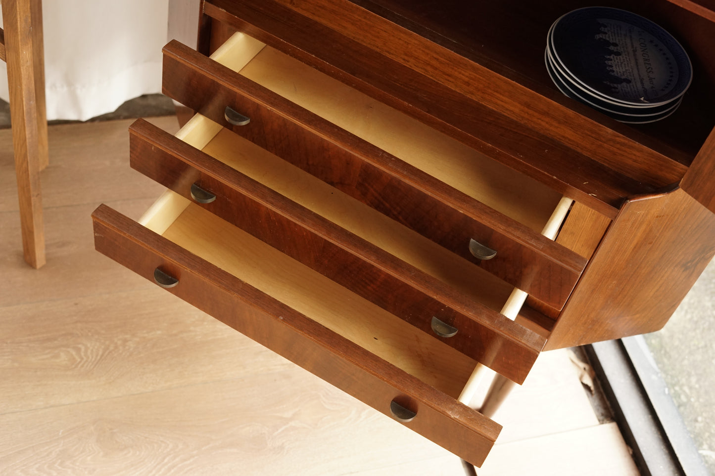 丹麥 桃花心木 高腳 展示收納櫃