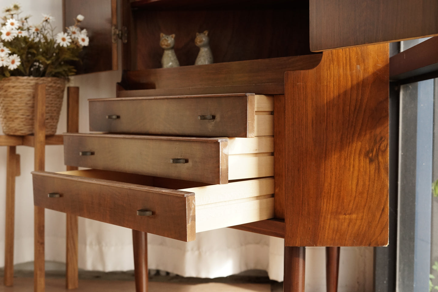 丹麥 桃花心木 高腳 展示收納櫃