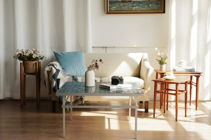 丹麥 湖水綠 磁磚 金屬 茶几