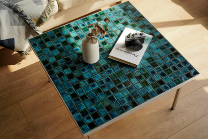 丹麥 湖水綠 磁磚 金屬 茶几