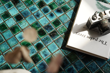 丹麥 湖水綠 磁磚 金屬 茶几