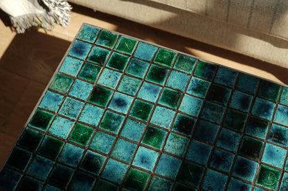 丹麥 湖水綠 磁磚 金屬 茶几