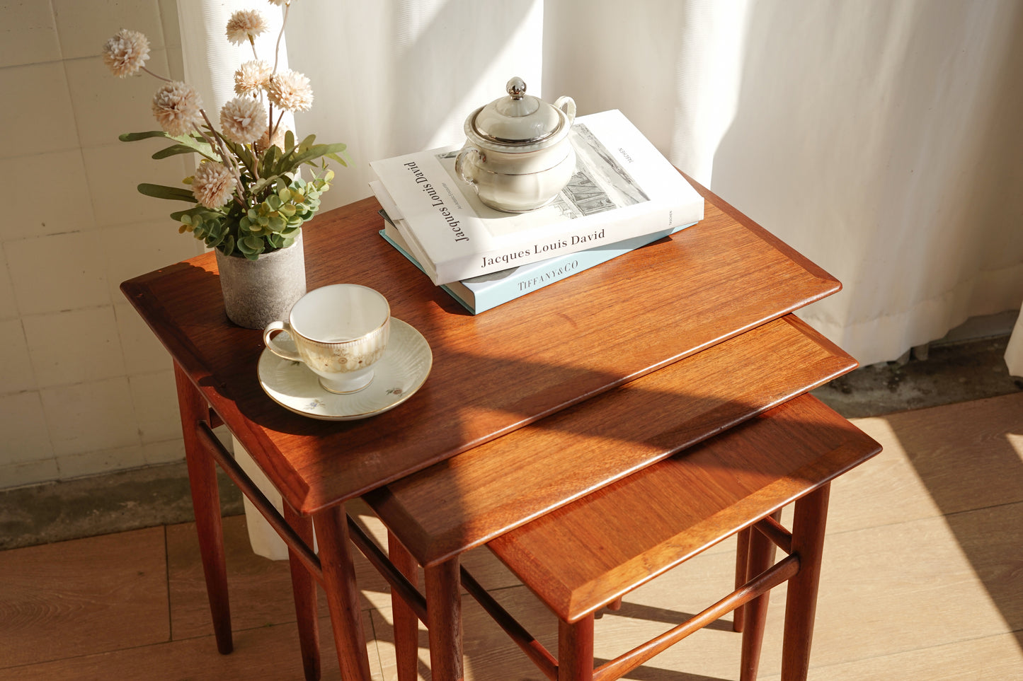 丹麥 古典 柚木 三連桌