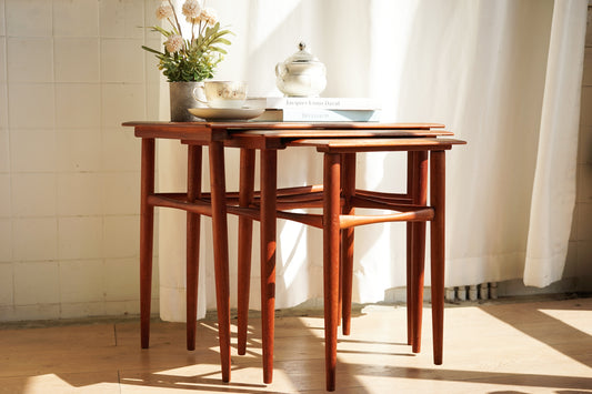 丹麥 古典 柚木 三連桌
