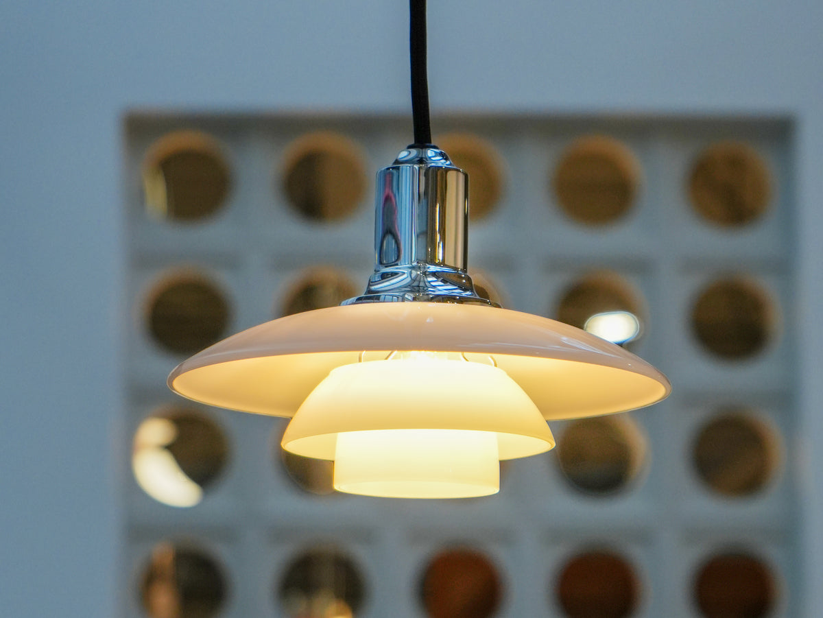 Louis Poulsen PH 2/1 Glass Pendant 玻璃三層式吊燈｜亮銀色 OLDANMARK