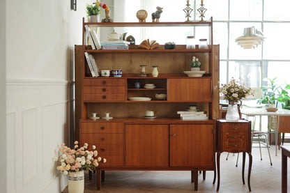 丹麥 柚木 滑門 書櫃／展示櫃