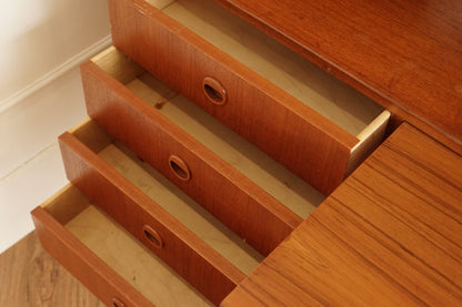 丹麥 柚木 滑門 書櫃／展示櫃