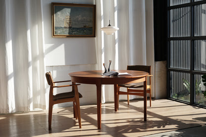 丹麥 柚木 典雅 圓形 蝴蝶延伸餐桌