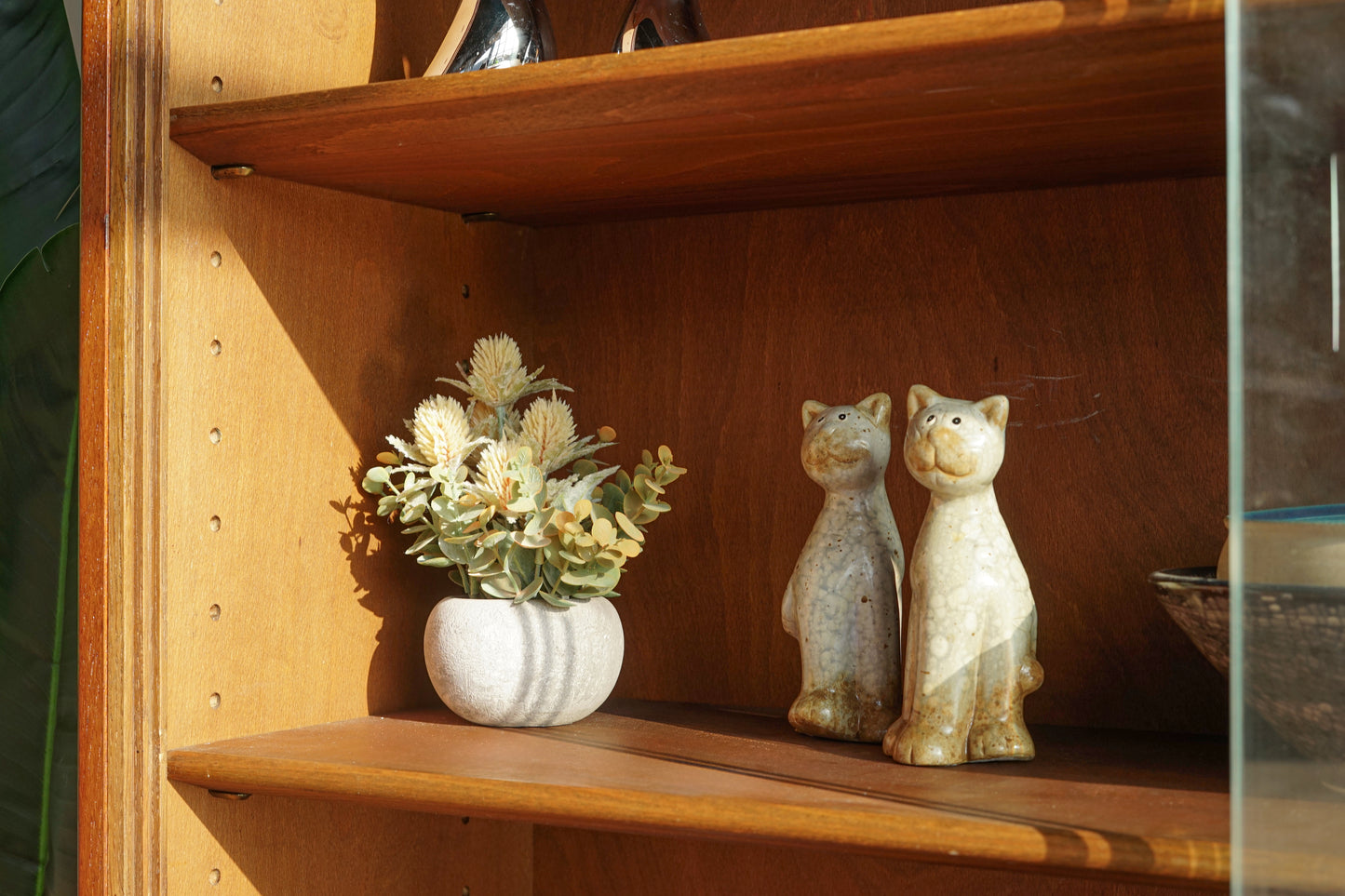 丹麥 柚木 玻璃 滑門 高腳 展示櫃