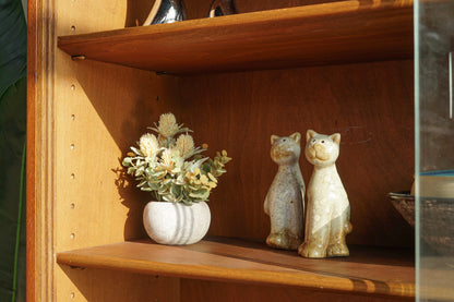 丹麥 柚木 玻璃 滑門 高腳 展示櫃