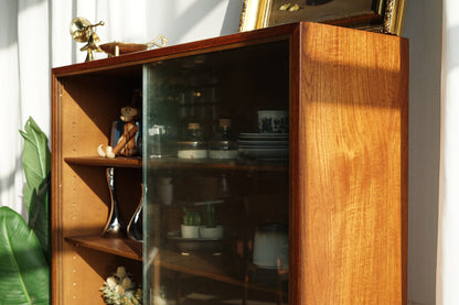 丹麥 柚木 玻璃 滑門 高腳 展示櫃