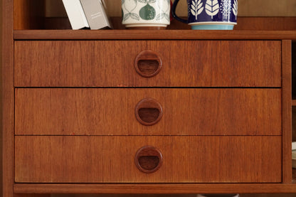 丹麥 柚木 滑門 書櫃／展示櫃