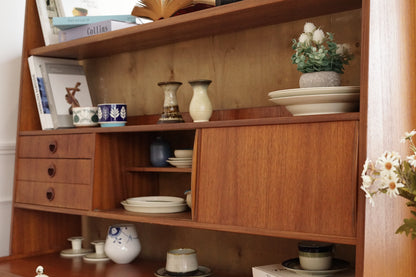 丹麥 柚木 滑門 書櫃／展示櫃