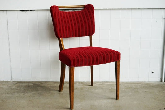 丹麥 紅色絨布 餐椅